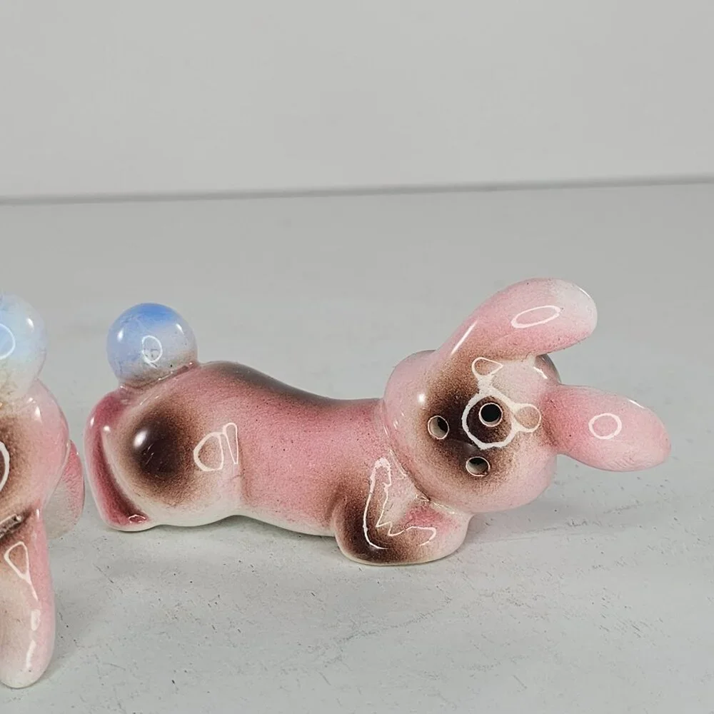 Vintage Pink Bunny Rabbit Salt Pepper Shaker Set Figurines Ceramic Japan *Repair - Picture 9 of 12